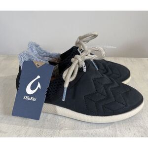 OluKai Mahiki Sherpa Lined Slip-On Shoes Women's Size 6 Black New‎ With Tags